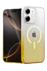 Newface Apple İphone 12 Pummel Shiny Magsafe Kapak - Gold