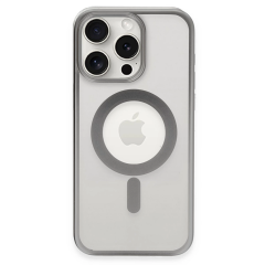 İphone 15 Pro Max Kılıf Erozi Magsafe Kapak - Gümüş