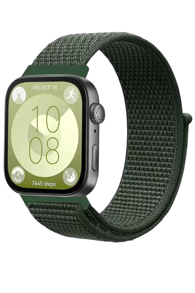 Newface Huawei Fit 4 Hasırlı Cırtcırtlı Kordon - Koyu Yeşil