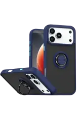 Newface Apple İphone 17 Pro Montreal Yüzüklü Silikon Kapak - Lacivert