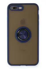 Newface İphone 7 Plus Kılıf Montreal Yüzüklü Silikon Kapak - Lacivert