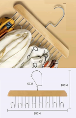 8 Kancalı Askı Çok Fonksiyonlu Ahşap Kemer Kravat Eşarp Dolap Askısı