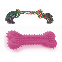 Ans Dental Plastik Köpek Oyuncak + Diş İpi 15 x 22 cm Pembe