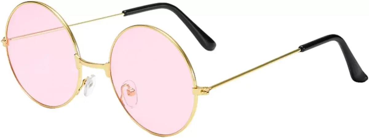Yuvarlak Cam John Lennon Tarzı Gold Pembe Gözlük