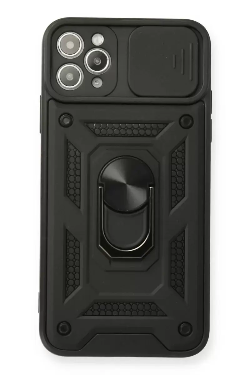 Newface Apple İphone 11 Pro Kılıf Pars Lens Yüzüklü Silikon - Siyah