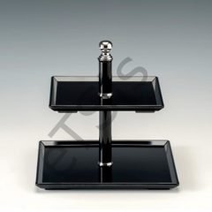 2 Katlı Teşhir Standı, Melamin, 23 cm, Siyah