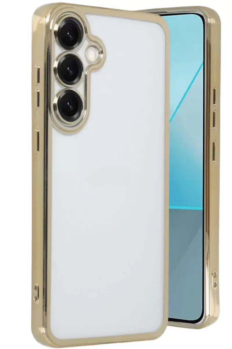 Newface Samsung Galaxy S25 Plus Kılıf Razer Lensli Silikon - Gold