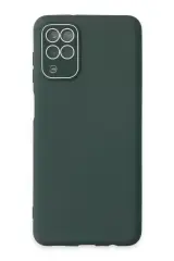 Newface Samsung Galaxy A22 Kılıf Lansman Glass Kapak - Koyu Yeşil