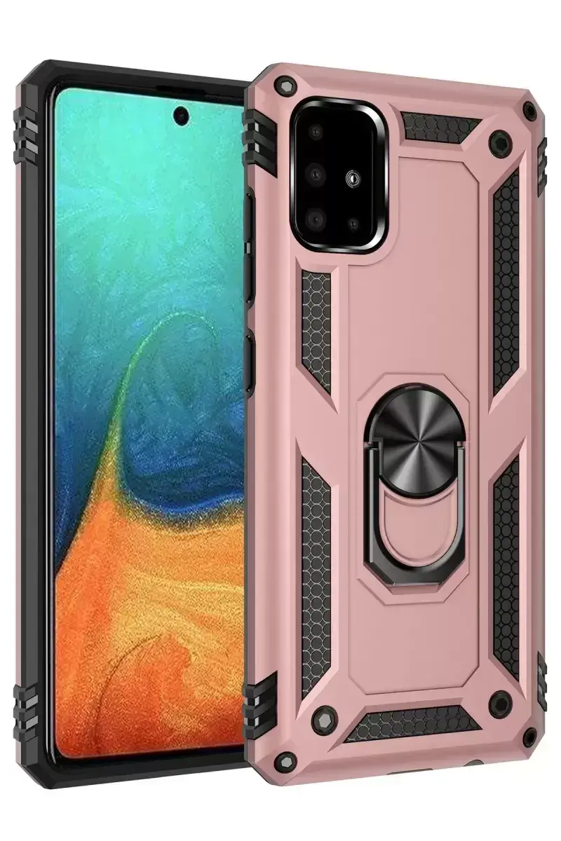 Newface Samsung Galaxy A71 Kılıf Sofya Yüzüklü Silikon Kapak - Rose