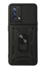 Newface Oppo A74 4g Kılıf Pars Lens Yüzüklü Silikon - Siyah