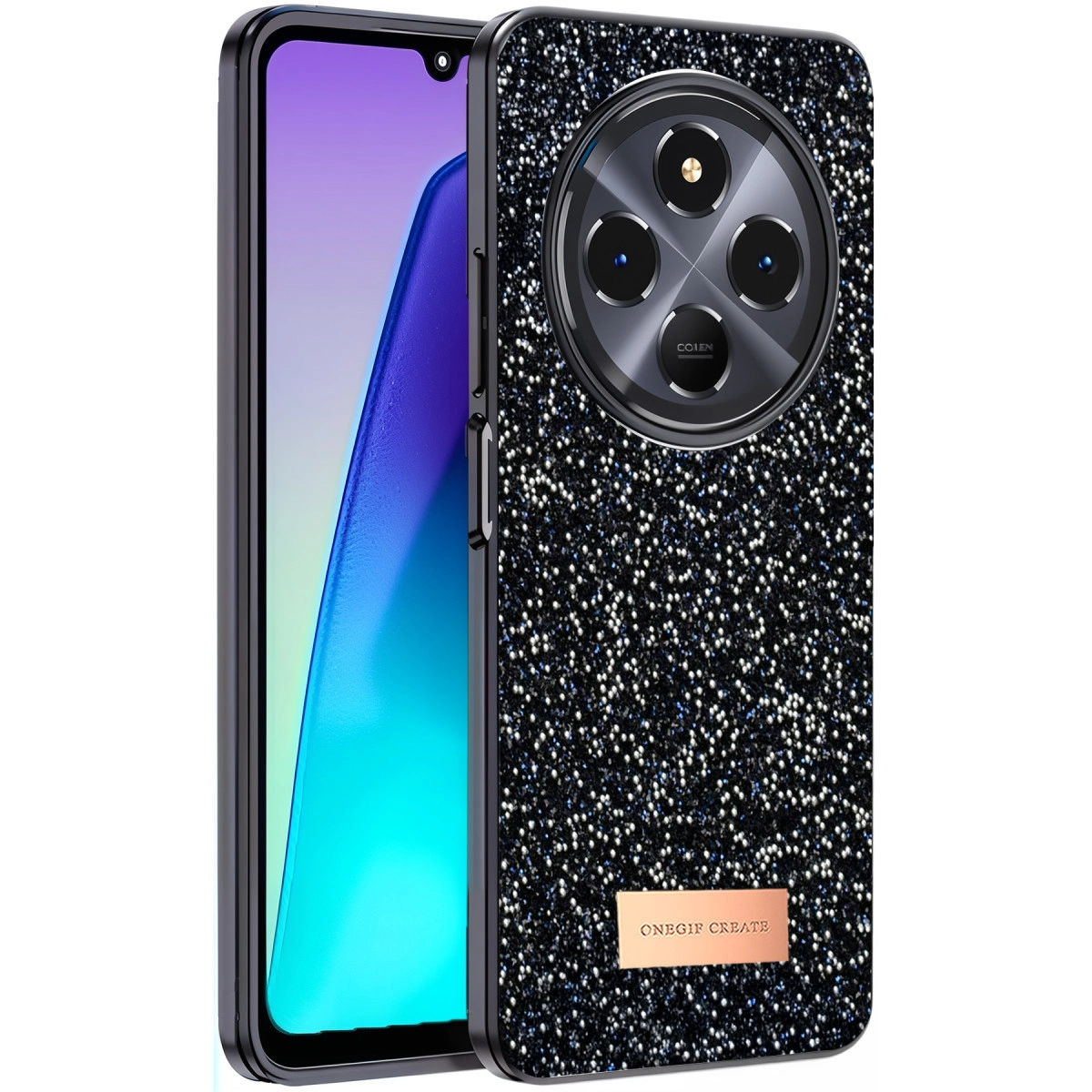 Onegif Xiaomi Redmi 14c Bright Simli Kapak - Siyah