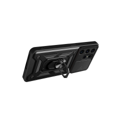Samsung Galaxy S24 Ultra Kılıf Pars Lens Yüzüklü Silikon - Siyah