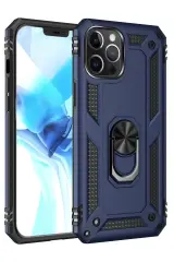 Newface Apple İphone 12 Pro Max Kılıf Sofya Yüzüklü Silikon Kapak - Lacivert