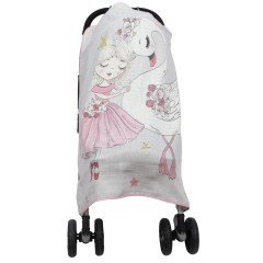 Sevi Bebe Pano Baskılı Müslin Bebek Arabası Örtüsü Kuğu