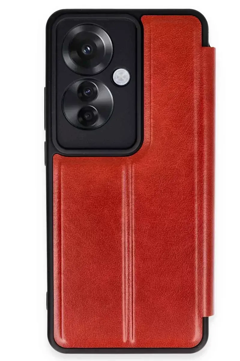 Newface Oppo Reno 11f Kılıf Flip Cover - Kırmızı