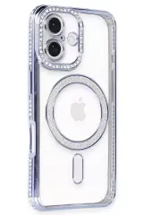 Newface İphone 16 Kılıf Joke Simli Magneticsafe Kılıf - Mavi