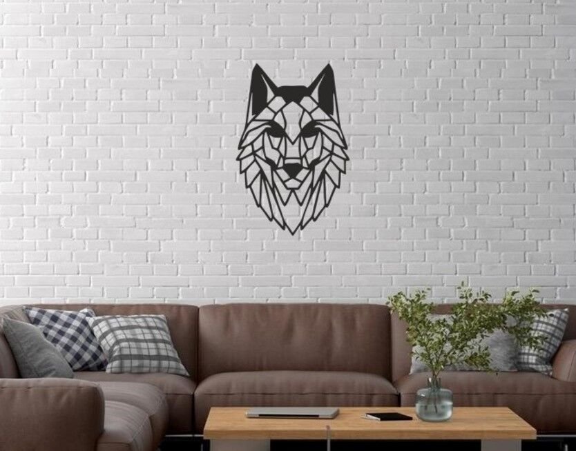 Duvar Dekor Süs Mdf Ahşap Kurt Temalı 23 x 35 Siyah Renk