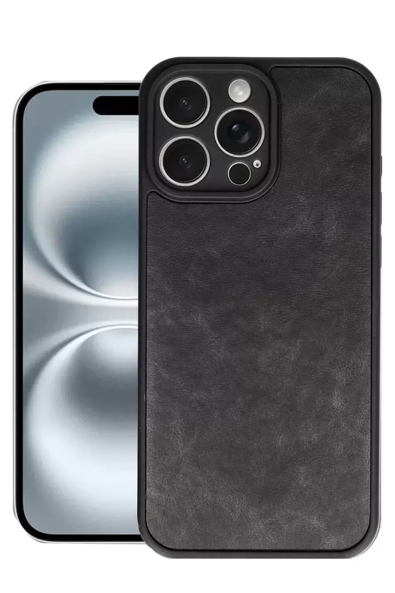 Newface Apple İphone 16 Pro Kılıf Aras Deri Kapak - Siyah