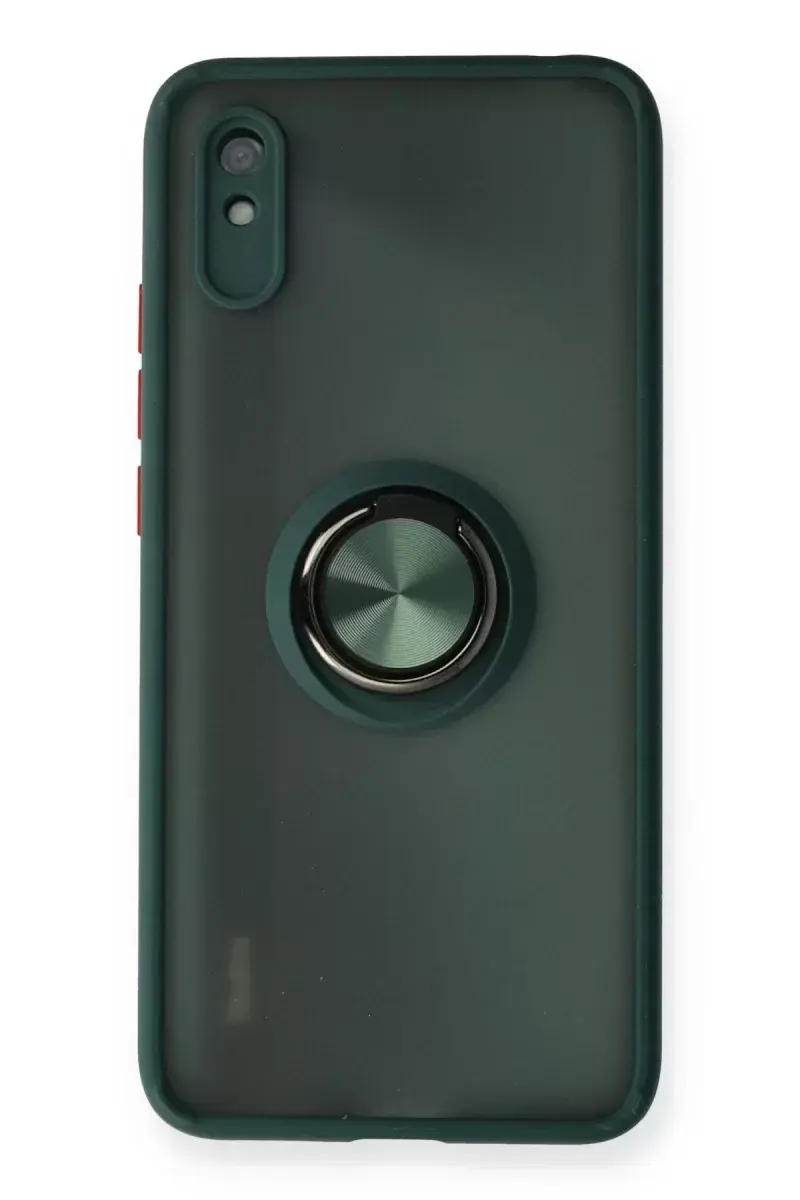 Newface Xiaomi Redmi 9a Kılıf Montreal Yüzüklü Silikon Kapak - Yeşil