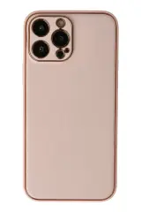Newface Apple İphone 13 Pro Kılıf Coco Deri Silikon Kapak - Pudra