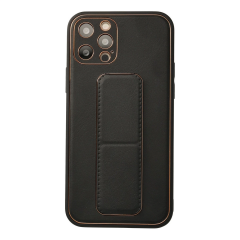 İphone 12 Pro Kılıf Coco Deri Standlı Kapak - Siyah