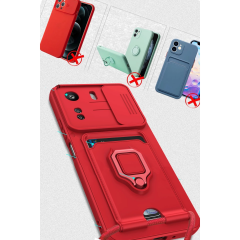 Xiaomi Redmi 13c Kılıf Zuma Kartvizitli Yüzüklü Silikon - Siyah