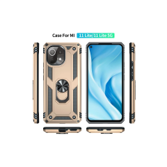 Xiaomi Mi 11 Lite Kılıf Sofya Yüzüklü Silikon Kapak - Gold