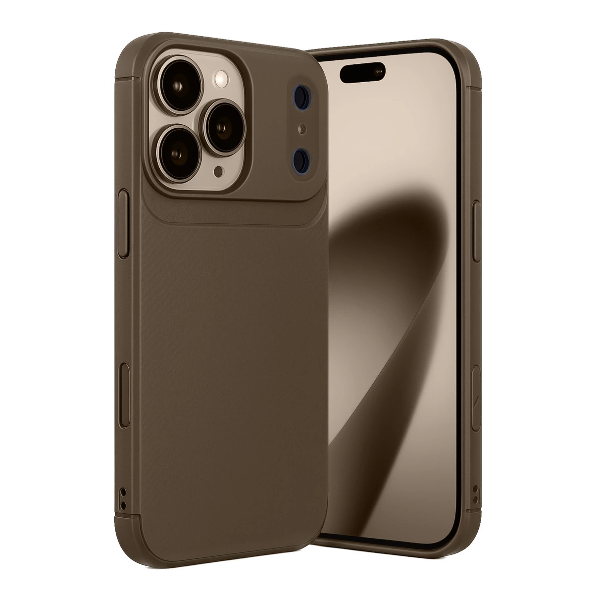 İphone 17 Pro Max Auto Focus Karbon Kapak - Kahverengi