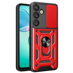 Samsung Galaxy S26 Plus Pars Lens Yüzüklü Silikon - Kırmızı