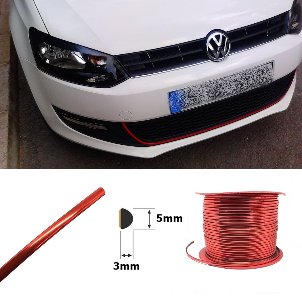 Yapışkanlı Nikelaj Şerit Bant Çıta 5mm 3 Metre Parlak Kırmızı