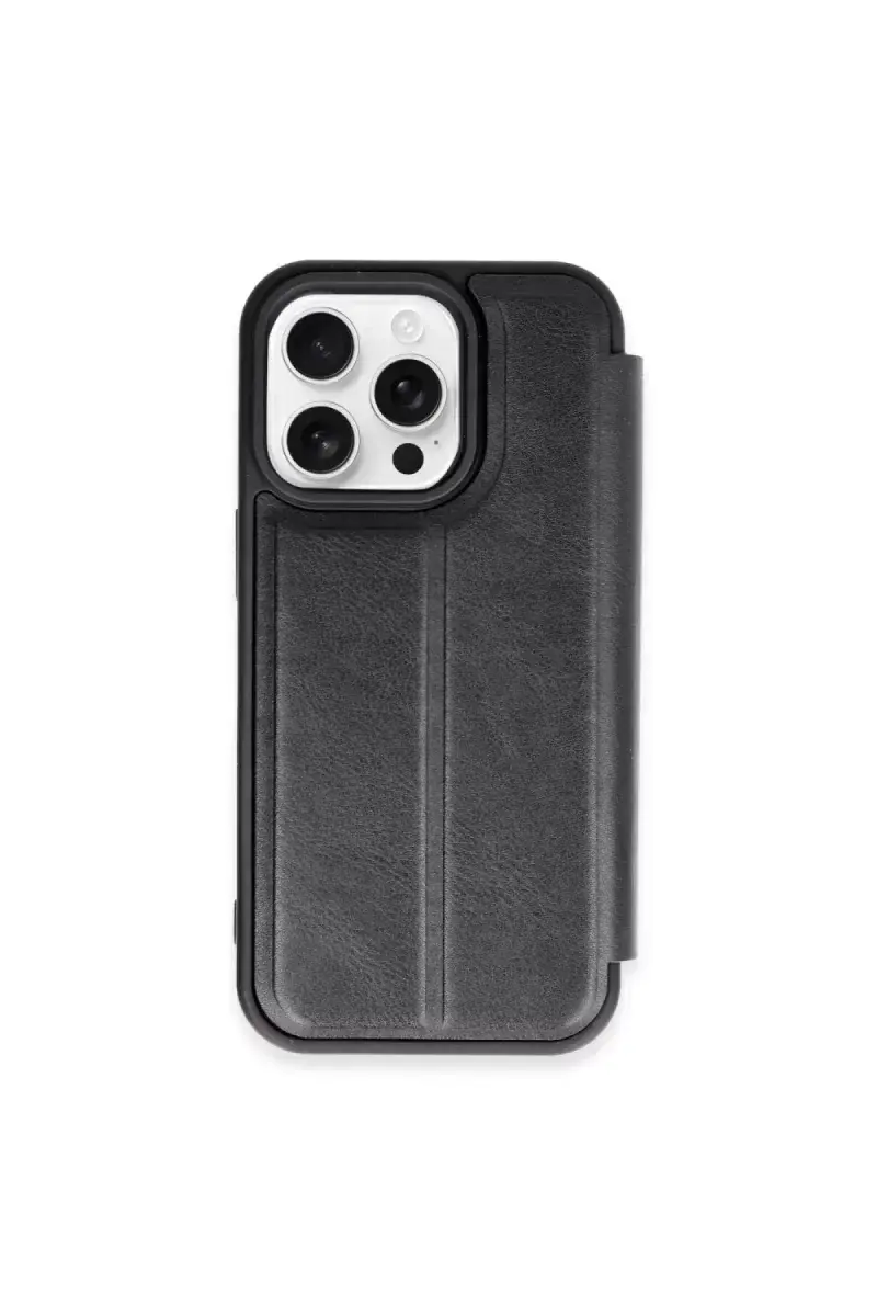 Newface İphone 15 Pro Max Kılıf Flip Cover - Siyah