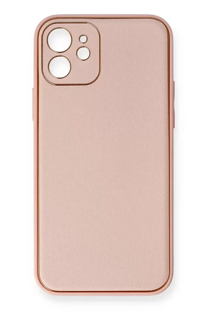 Newface İphone 12 Kılıf Coco Deri Silikon Kapak - Pembe