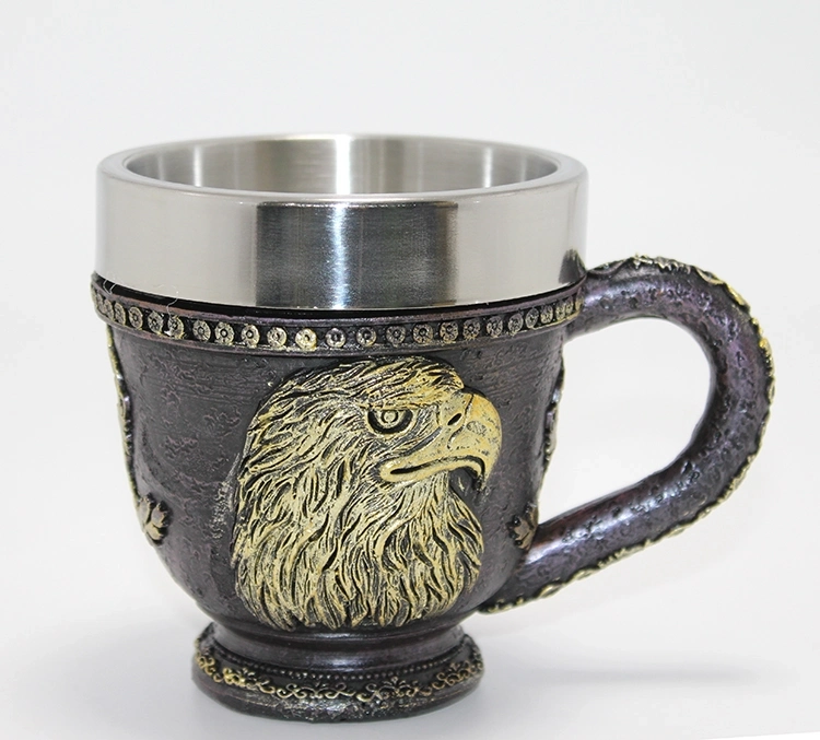 3d Kabartmalı Kartal Büstü Paslanmaz Çelik Kupa Bardak Alk4480