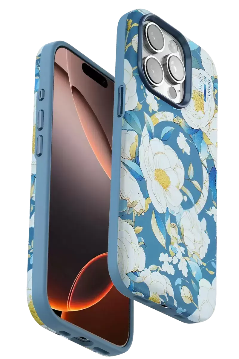 Onegif İphone 14 Pro Flower Series Magsafe Kapak - Mavi