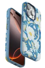 Onegif İphone 14 Pro Flower Series Magsafe Kapak - Mavi
