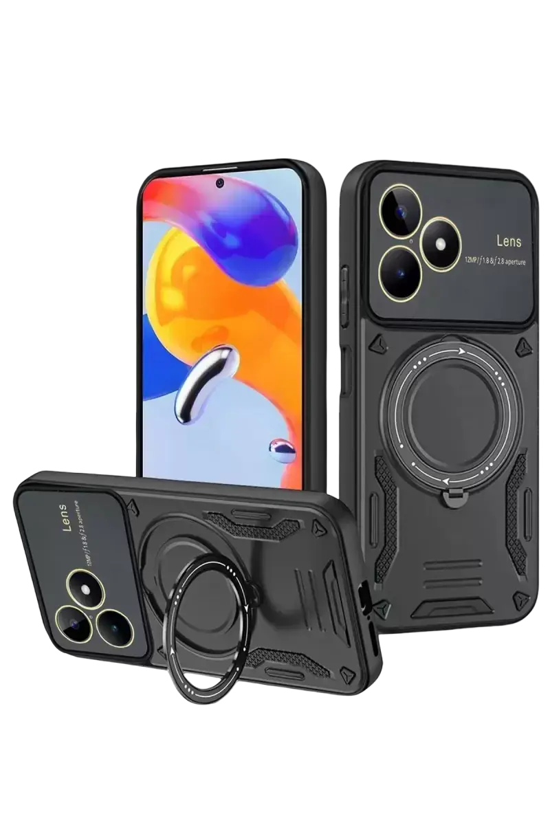 Newface Realme C53 Kılıf Joy Lens Standlı Kapak - Siyah