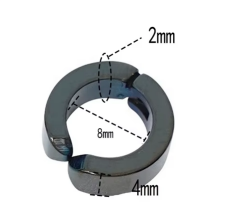 Erkek Küpesi - 1 Adet Siyah Çelik Kıstırmalı Küpe Paslanmaz Atmaz Çelik Siyah Küpe