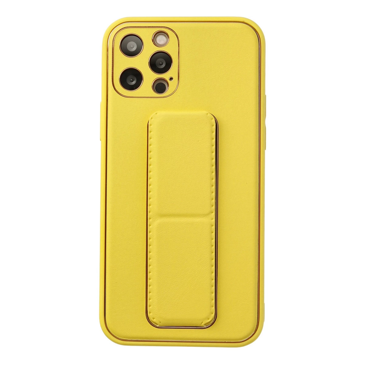 İphone 12 Pro Kılıf Coco Deri Standlı Kapak - Sarı