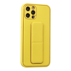 İphone 12 Pro Kılıf Coco Deri Standlı Kapak - Sarı