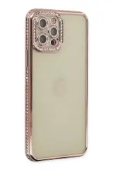 Newface İphone 12 Pro Kılıf Joke Taşlı Silikon - Pembe