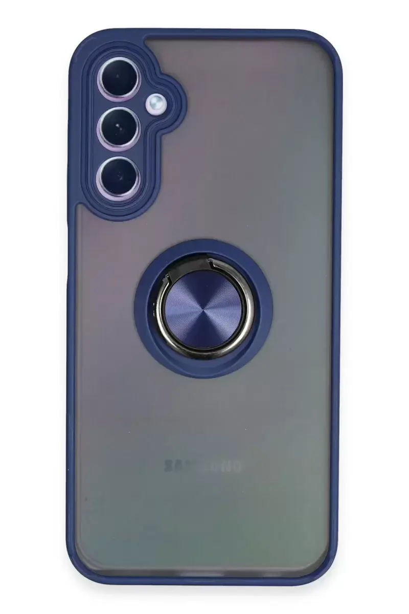 Newface Samsung Galaxy A24 4g Kılıf Montreal Yüzüklü Silikon Kapak - Lacivert
