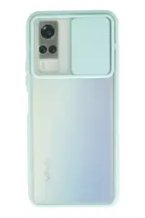 Newface Vivo Y53s Kılıf Palm Buzlu Kamera Sürgülü Silikon - Turkuaz