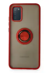 Newface Samsung Galaxy A02s Kılıf Montreal Yüzüklü Silikon Kapak - Kırmızı