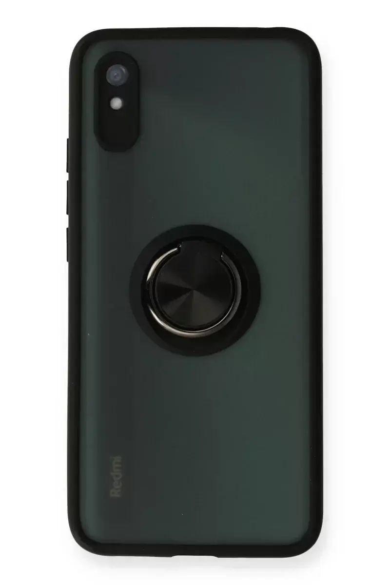 Newface Xiaomi Redmi 9a Kılıf Montreal Yüzüklü Silikon Kapak - Siyah