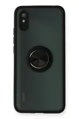 Newface Xiaomi Redmi 9a Kılıf Montreal Yüzüklü Silikon Kapak - Siyah