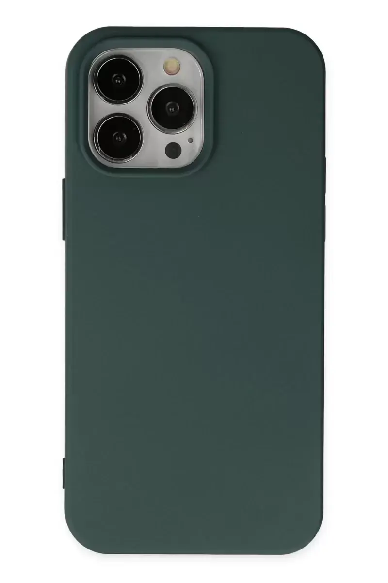 Newface Apple İphone 14 Pro Kılıf Nano İçi Kadife Silikon - Koyu Yeşil