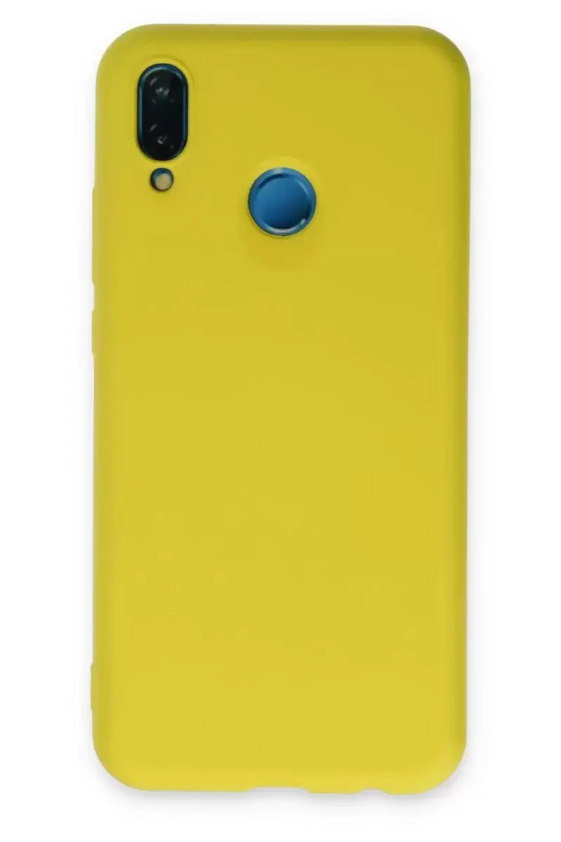 Newface Huawei P20 Lite Kılıf Nano İçi Kadife Silikon - Sarı