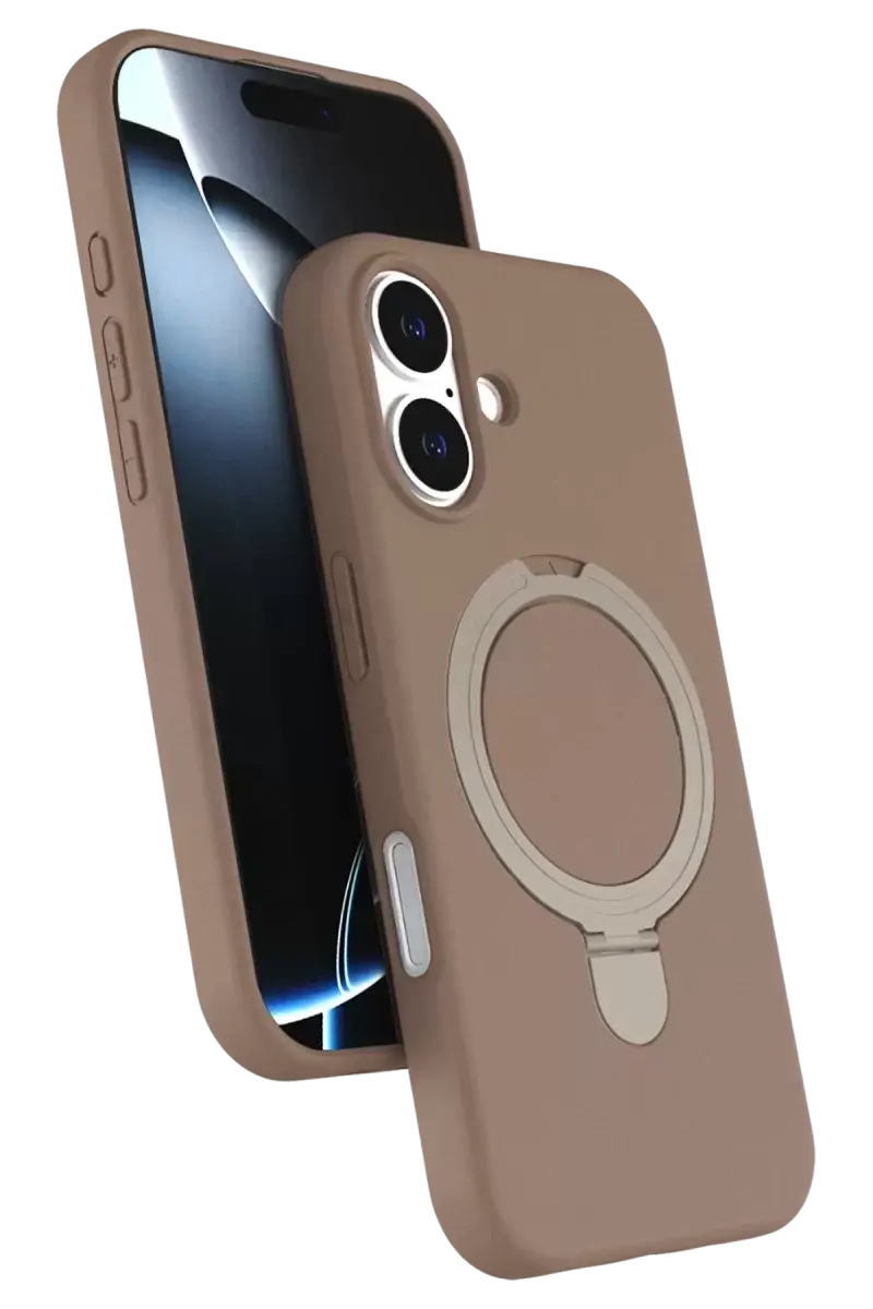 Newface Apple İphone 16 Plus Regal Magsafe Standlı Kapak - Çöl Titanyum