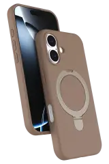 Newface Apple İphone 16 Plus Regal Magsafe Standlı Kapak - Çöl Titanyum