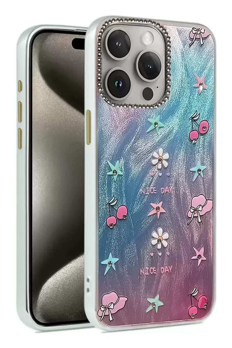 Newface İphone 15 Pro Kılıf Blade Aynalı Desenli Kapak - Desen 4